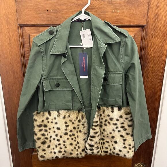 Harvey Faircloth Jackets & Blazers - Harvey Faircloth Animal Print Utility Jacket size XS Olive Army Green NWT $478